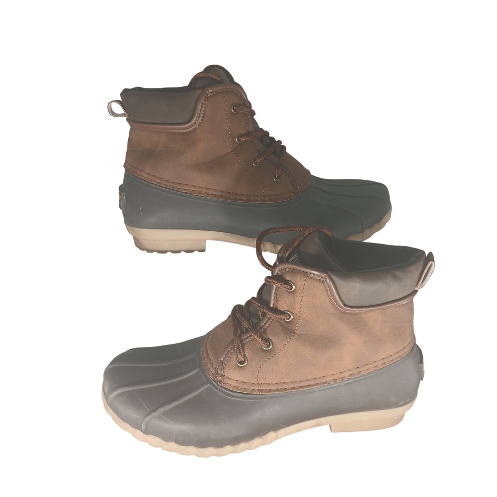 Khombu Arthur Mens Duck Boots Brown Grey Lace Up Weatherproof Size‎ 8M